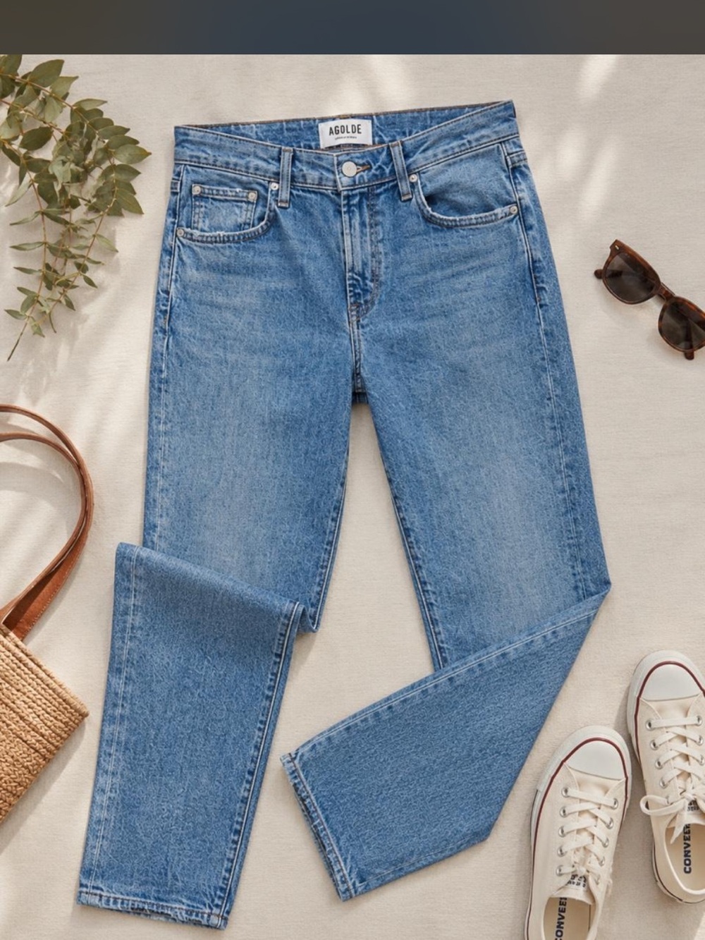 AGOLDE toni high rise straight jeans sz 28 light wash premium denim